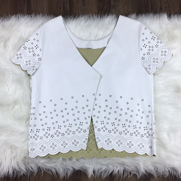 Chelsea & Violet Open Back White Faux Leather Top - Picture 3 of 5